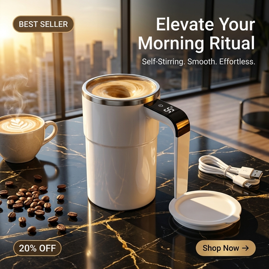 Self-Stirring Coffee Mug with LED Temperature Display
