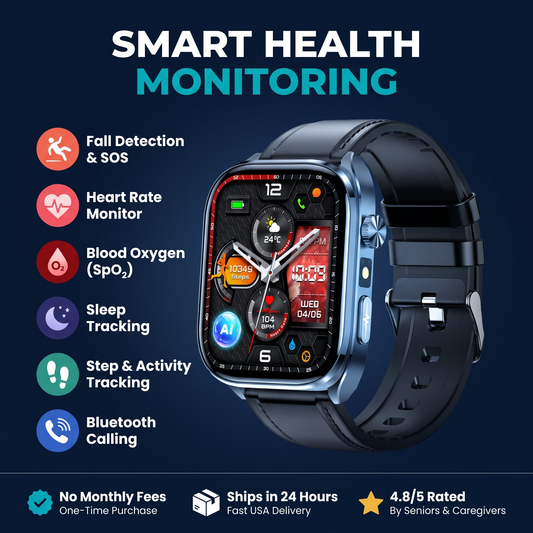 CareTime Pro™ — Senior-Friendly Smartwatch | Fall Detection, SOS, Bluetooth Calling