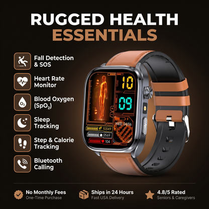 CareTime Pro™ — Senior-Friendly Smartwatch | Fall Detection, SOS, Bluetooth Calling