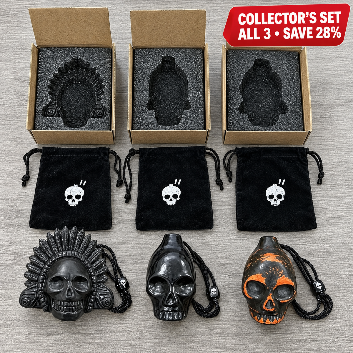 Aztec Death Whistle Collector's Set - all 3 styles