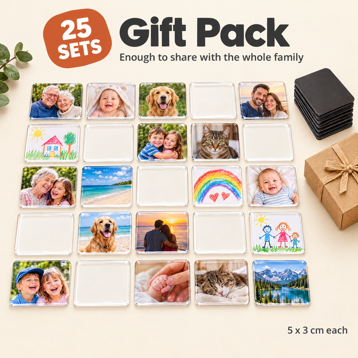 25-Pack Gift Pack - 25 acrylic photo magnet sets