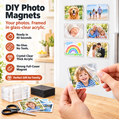 DIY photo magnets - crystal-clear acrylic photo fridge magnets kit