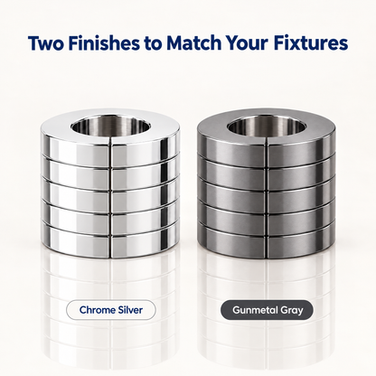 Pipe cover finishes: Chrome Silver and Gunmetal Gray