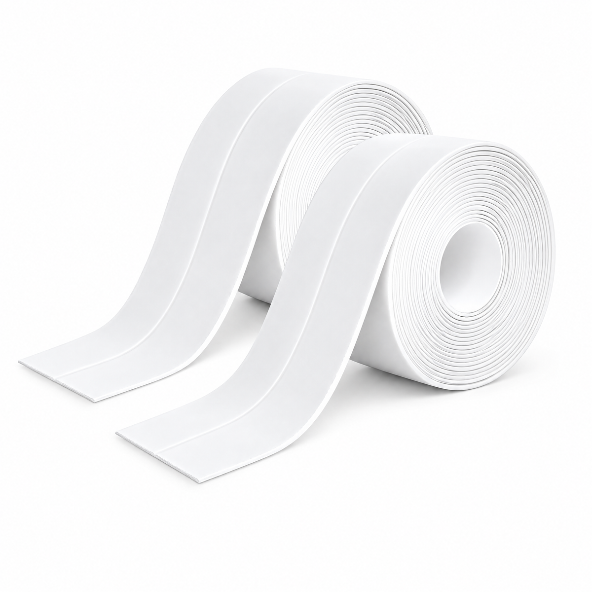 White waterproof caulk tape roll with pre-creased strip