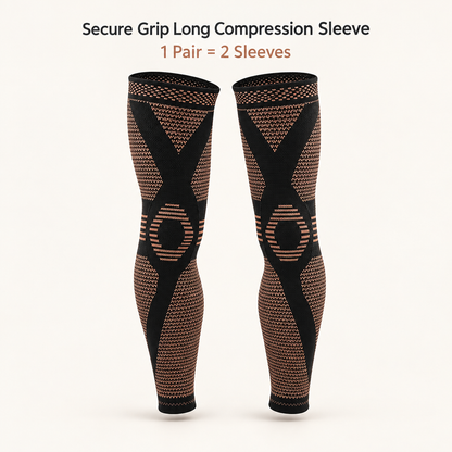 Pair of black and copper long compression sleeves – 1 pair equals 2 sleeves