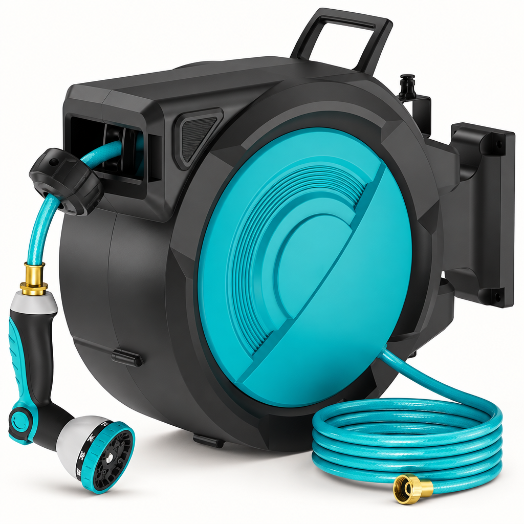 100FT retractable garden hose reel product hero
