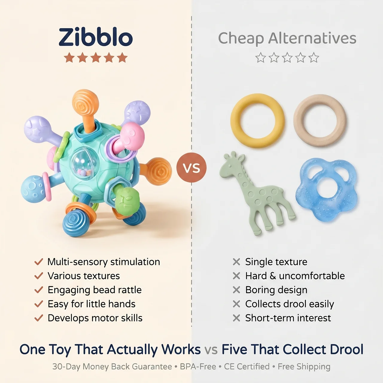 Elite Sensory Teething Toy — Soft Silicone Teether for Babies