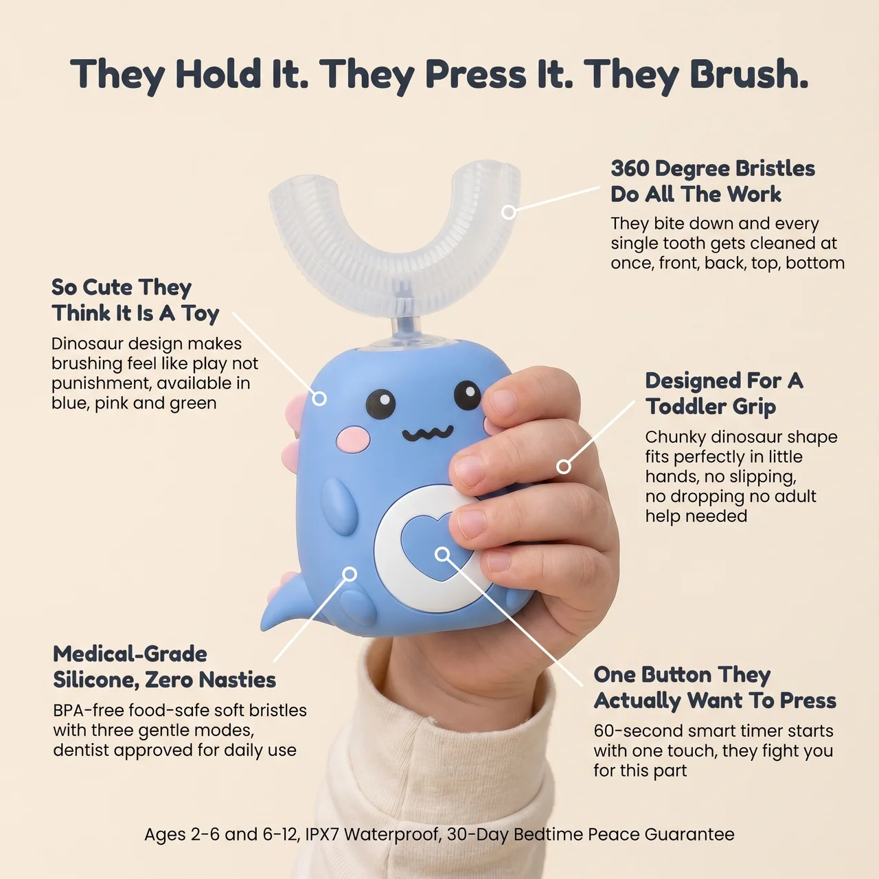 Elite U-Shaped Kids Toothbrush — 360° Automatic Brush for Toddlers & Kids