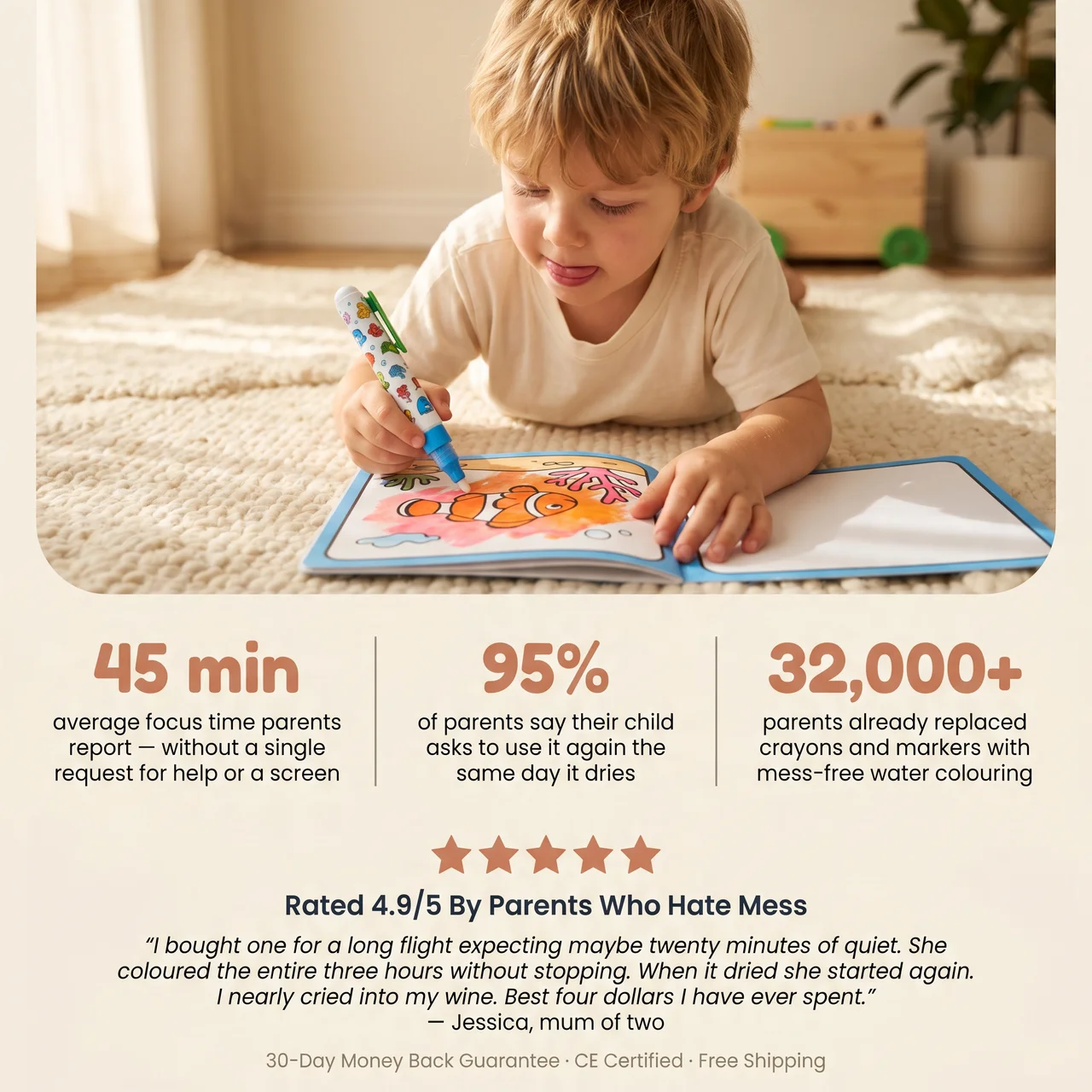 Elite Magic Water Coloring Book — Reusable Mess-Free Painting Toy for Kids
