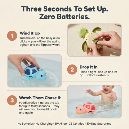 Elite Turtle Bath Toys 3-Pack — Floating Water Toys for Toddlers