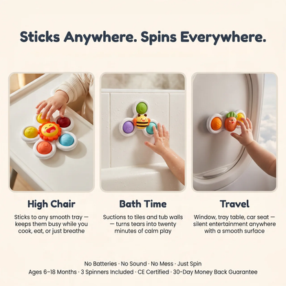 Elite Suction Cup Fidget Spinner — Sensory Spinning Toy for Toddlers & Kids