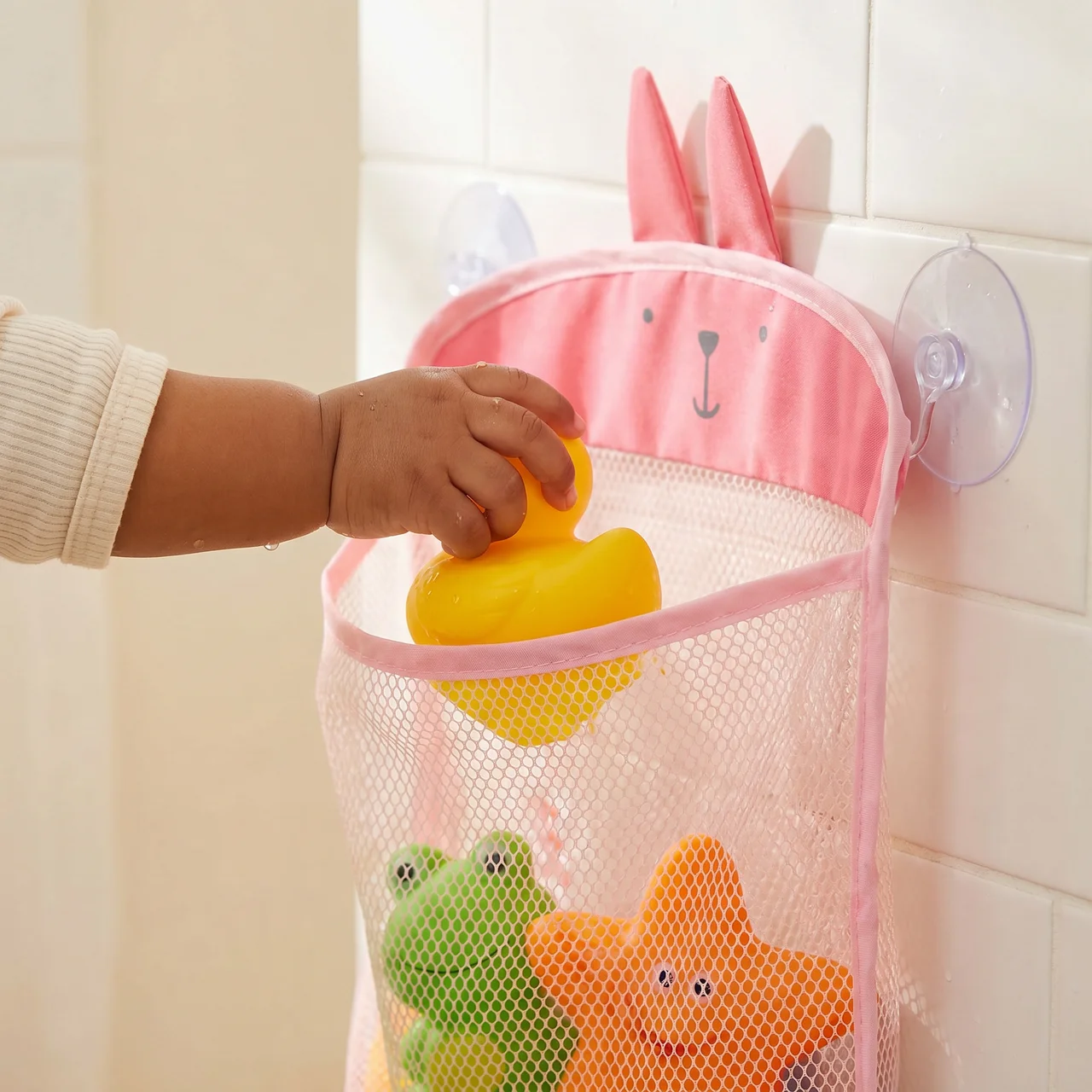 Elite Mesh Bath Toy Organizer — Quick-Dry Bathtub Storage Bag with Hooks