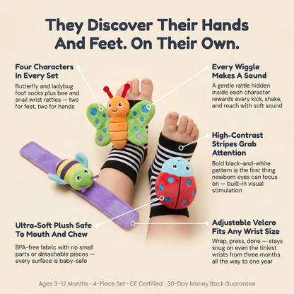 Elite Rattle Toy Socks — Sensory Foot Finder Rattle Socks for Babies