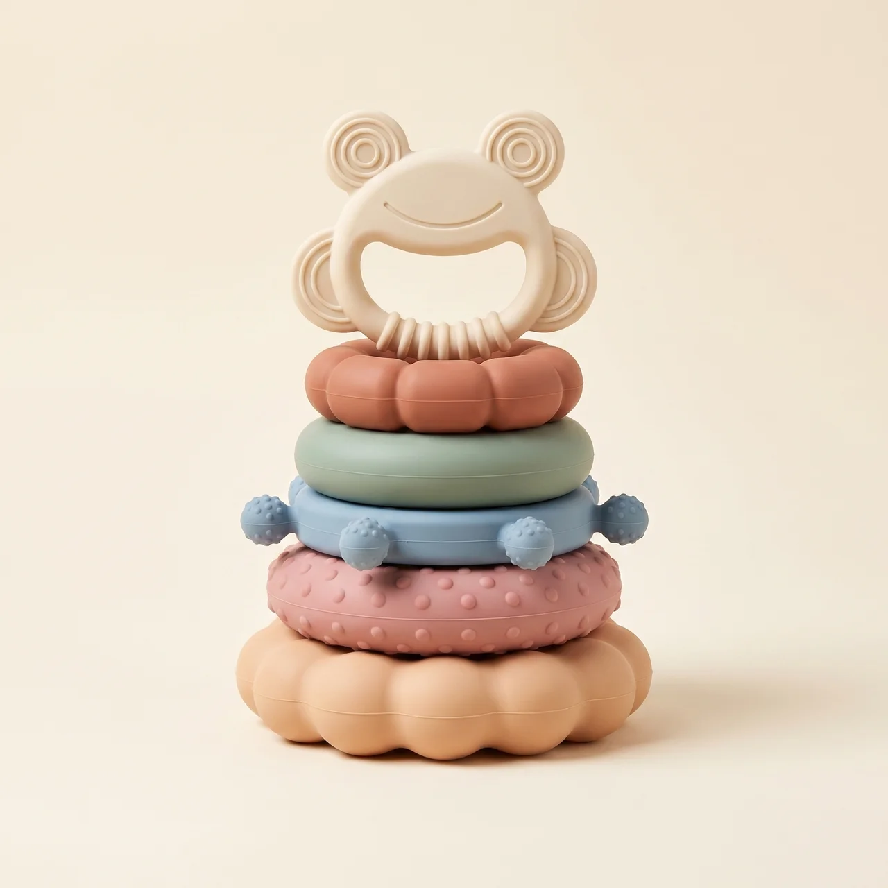 Elite Montessori Stacking & Teething Toy — Silicone Sensory Toy for Babies