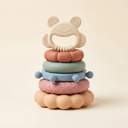 Elite Montessori Stacking & Teething Toy — Silicone Sensory Toy for Babies