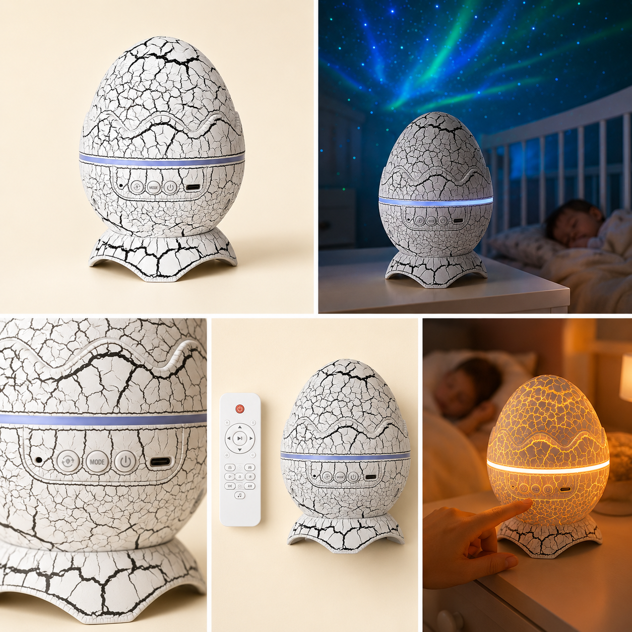 Elite Dinosaur Egg Galaxy Projector — Kids Night Light & Star Projector