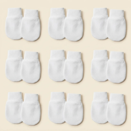 Elite No-Scratch Baby Mittens 6-Pack — Soft Cotton Mittens for Newborns