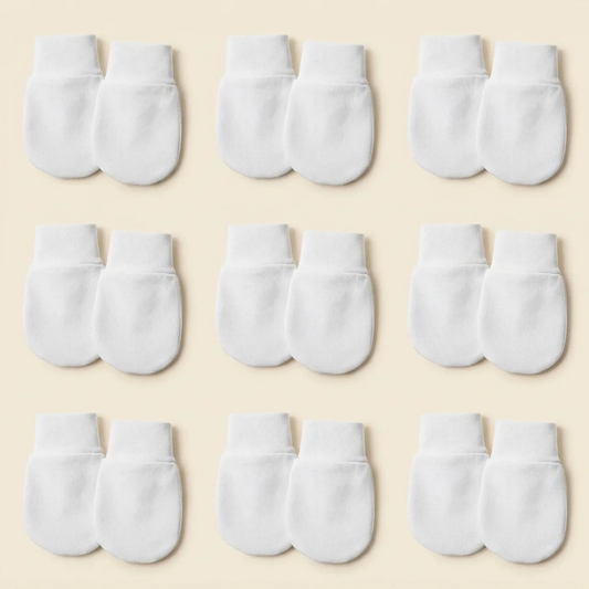 Elite No-Scratch Baby Mittens 6-Pack — Soft Cotton Mittens for Newborns