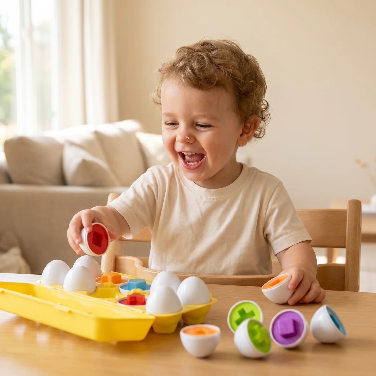 Elite Montessori Geometric Eggs — Shape Matching & Color Sorting Toy for Toddlers