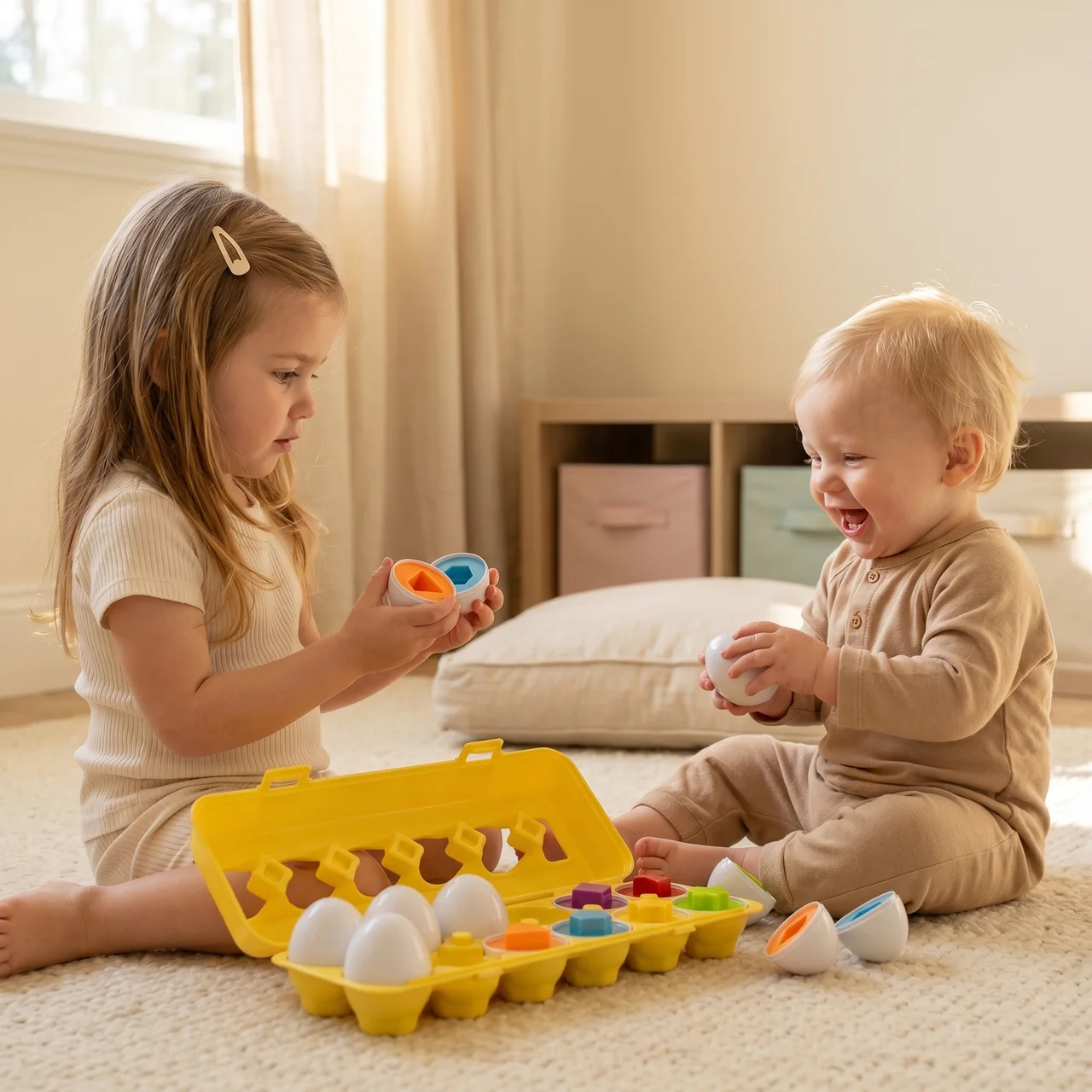 Elite Montessori Geometric Eggs — Shape Matching & Color Sorting Toy for Toddlers