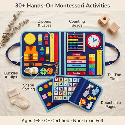 Elite Montessori Busy Board — Sensory & Fine Motor Learning Toy for Toddlers