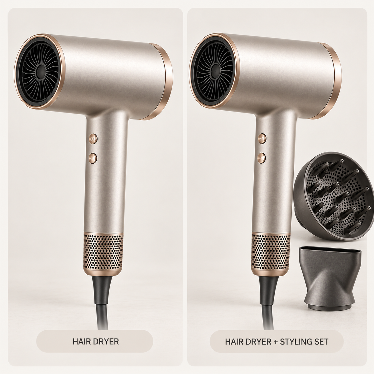 High-speed ionic hair dryer bundle comparison with styling attachment set