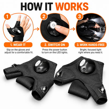 LED Flashlight Gloves – Hands-Free Work Light for Mechanics, DIY & Night Tasks