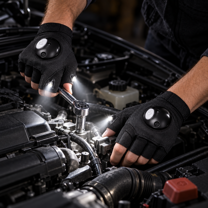 LED Flashlight Gloves – Hands-Free Work Light for Mechanics, DIY & Night Tasks
