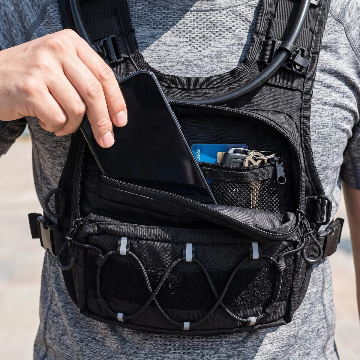 Hydration vest storage pockets
