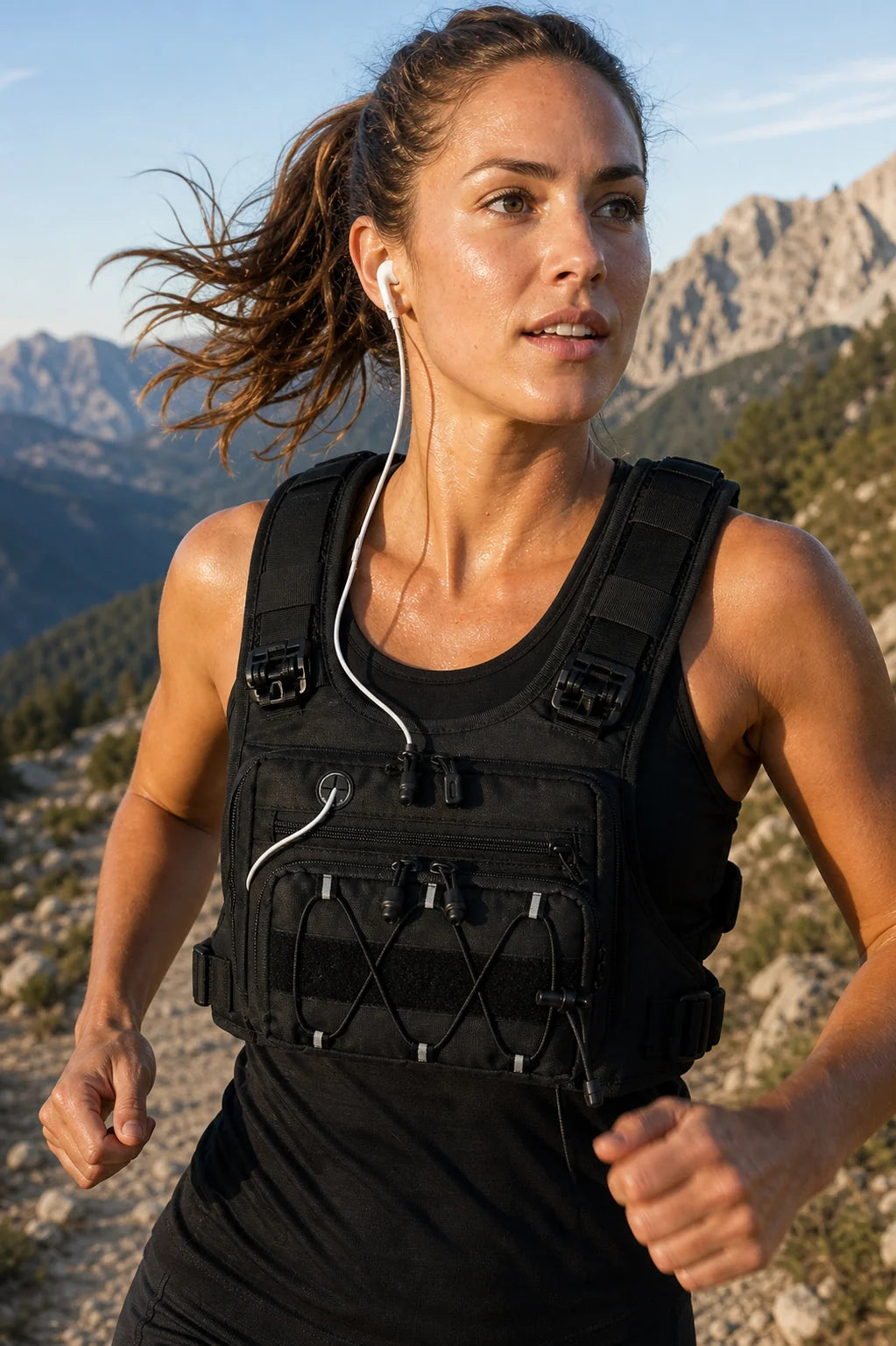 Athlete wearing hydration vest