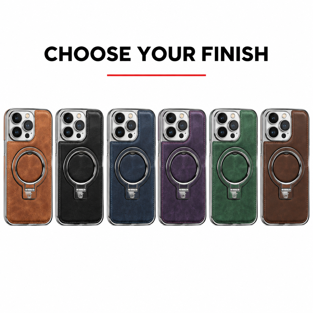 Actual leather magnetic iPhone stand case color lineup
