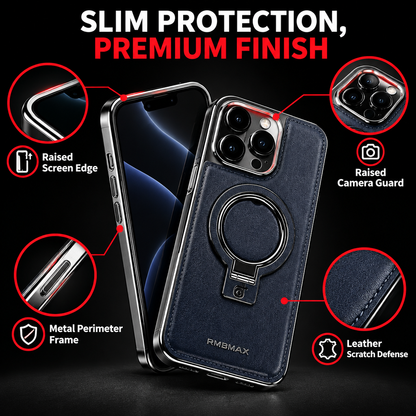 Leather magnetic iPhone case raised camera and edge protection