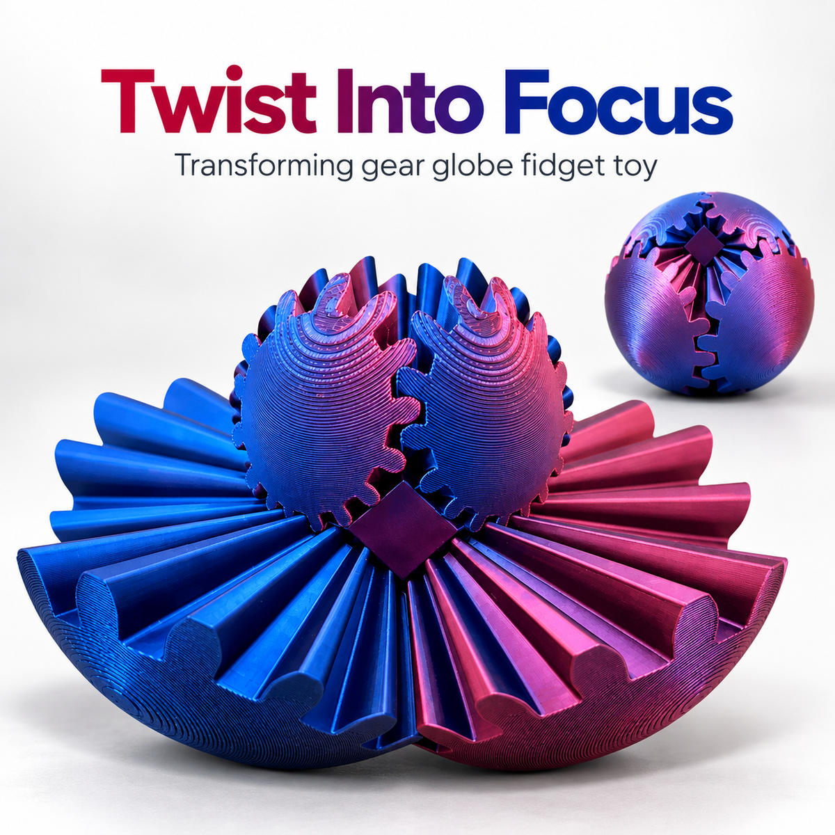 Twisting Magic Gear Globe – 3D Printed Transforming Fidget & Sensory Toy