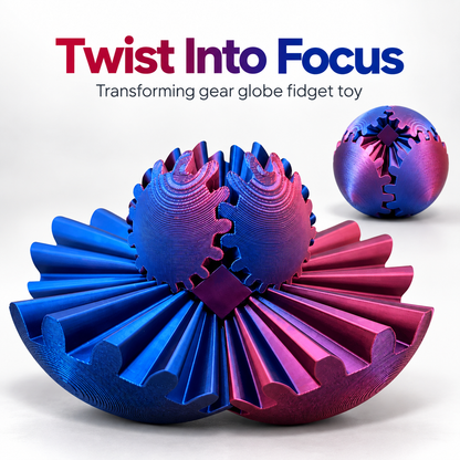 Twisting Magic Gear Globe – 3D Printed Transforming Fidget & Sensory Toy