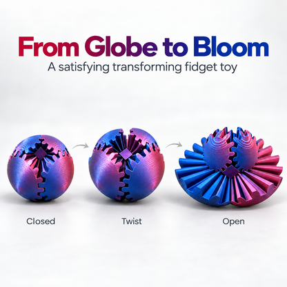 Twisting Magic Gear Globe – 3D Printed Transforming Fidget & Sensory Toy