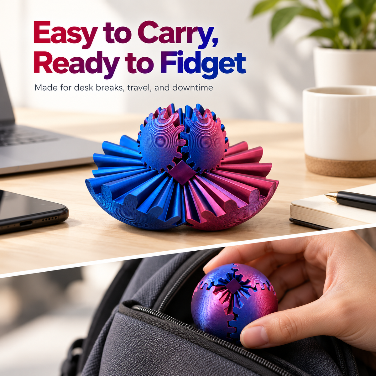 Twisting Magic Gear Globe – 3D Printed Transforming Fidget & Sensory Toy