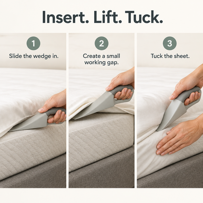 Mattress Lifter & Bed Sheet Tucker Tool - 3 step use