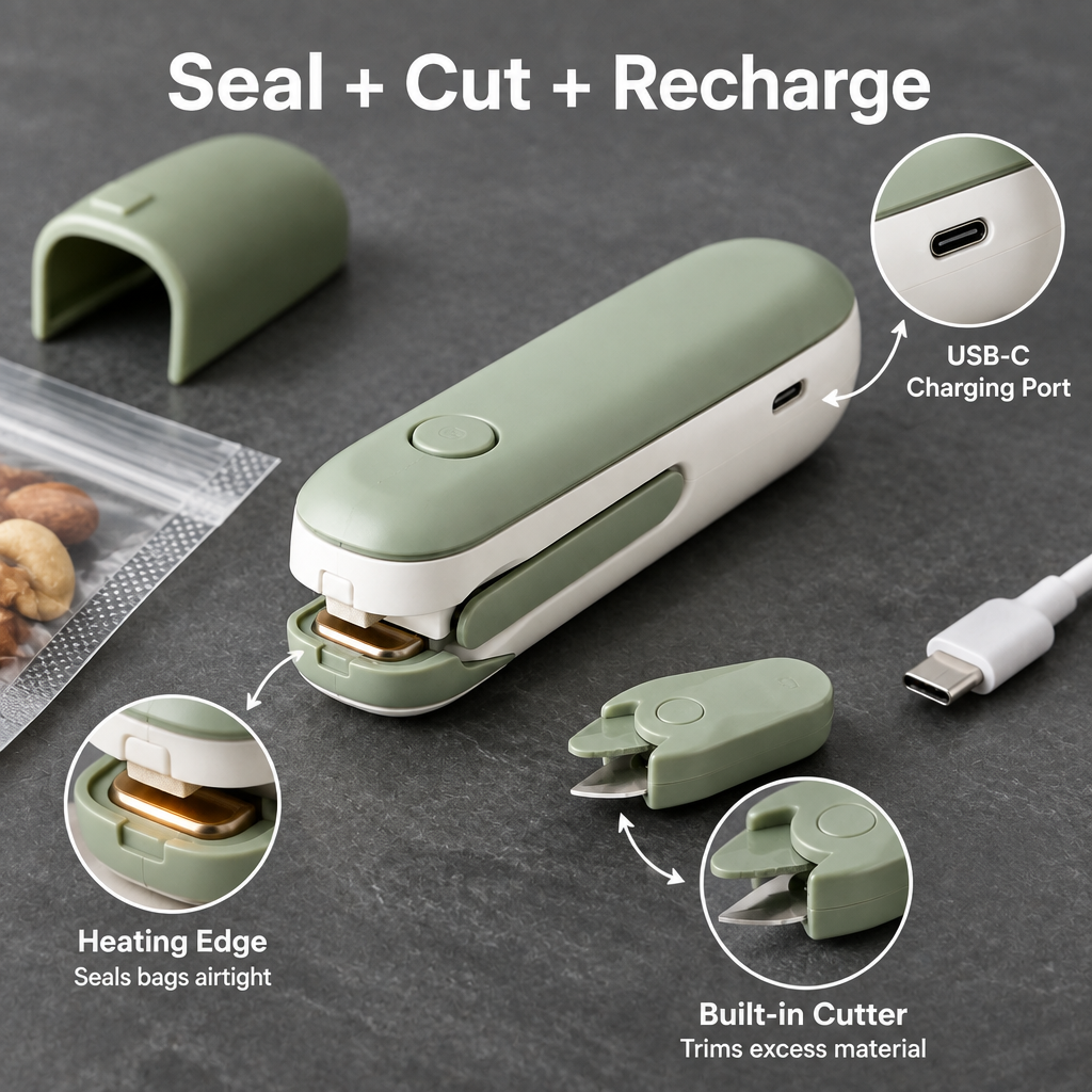 Rechargeable Mini Bag Sealer & Cutter - feature detail