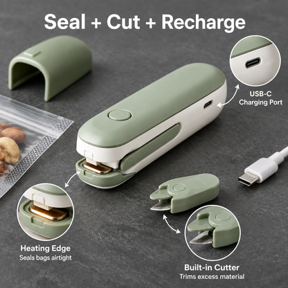 Rechargeable Mini Bag Sealer & Cutter - feature detail