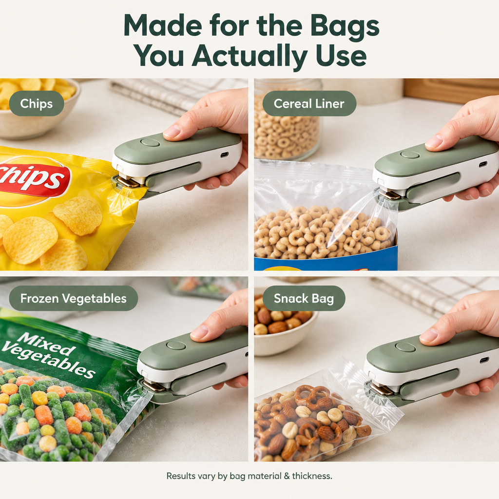 Rechargeable Mini Bag Sealer & Cutter - lifestyle use