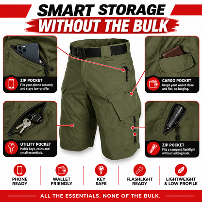 Outdoor cargo shorts pocket storage explanation
