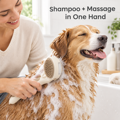 3-in-1 Pet Bath Brush with Shampoo Dispenser - premium hero