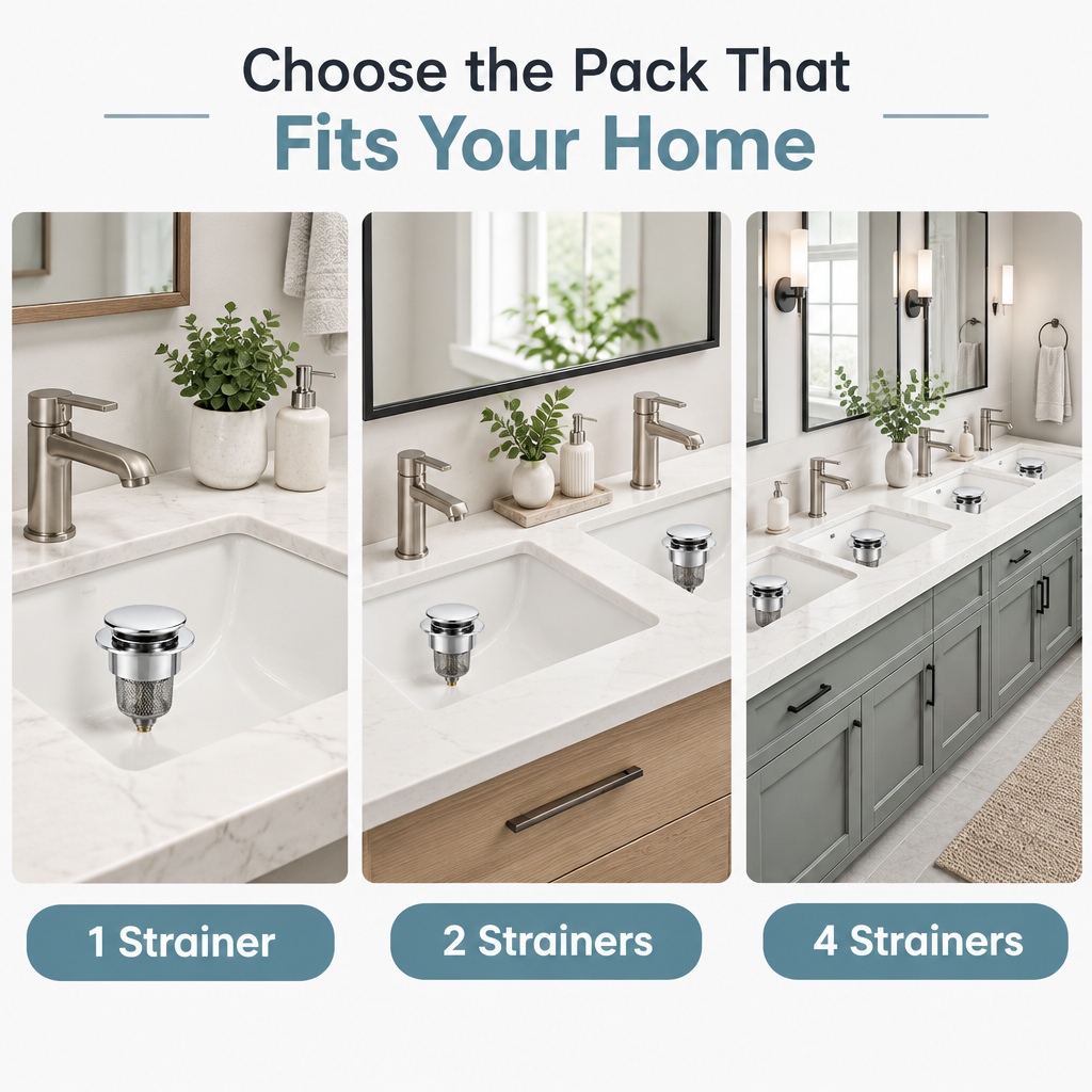 3-in-1 Pop-Up Bathroom Sink Strainer with Hair Catcher - variant guide