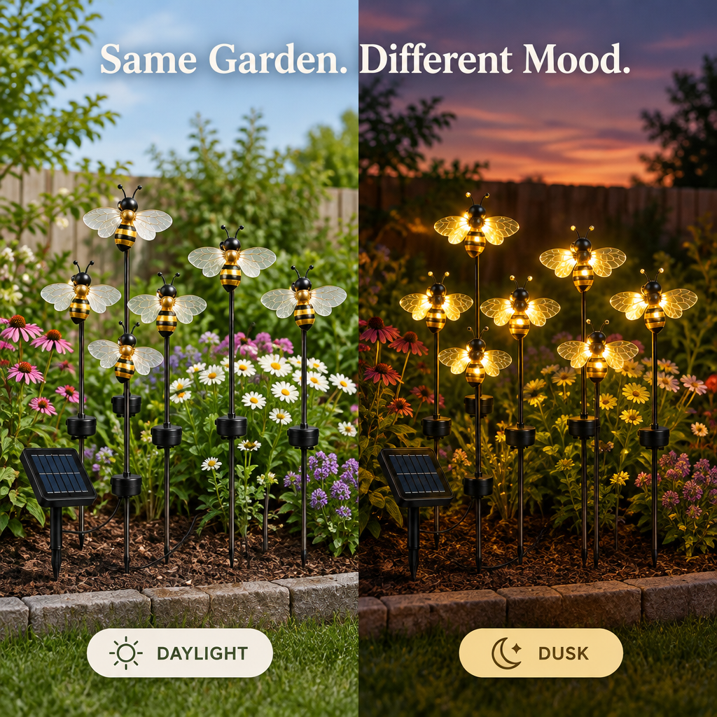 Solar Bee Garden Lights - transformation
