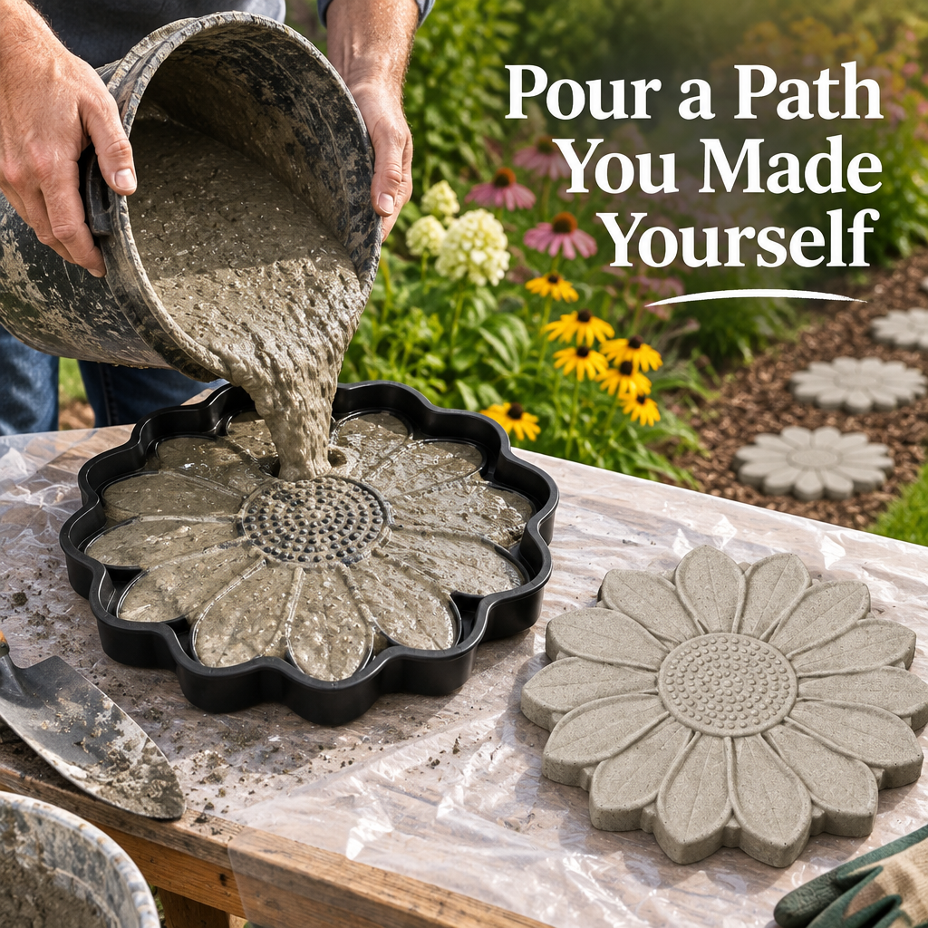 Reusable Sunflower Stepping Stone Mold - realistic hero