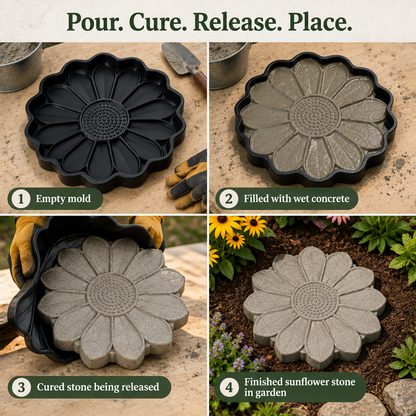 Reusable Sunflower Stepping Stone Mold - how it works