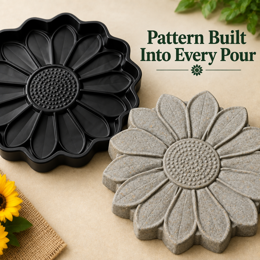 Reusable Sunflower Stepping Stone Mold - feature close-up