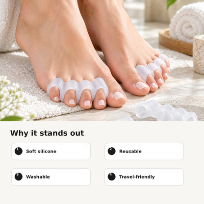 Soft silicone toe spacer key features