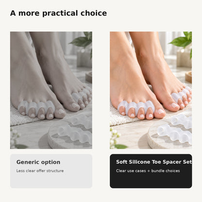 Soft silicone toe spacer comparison image