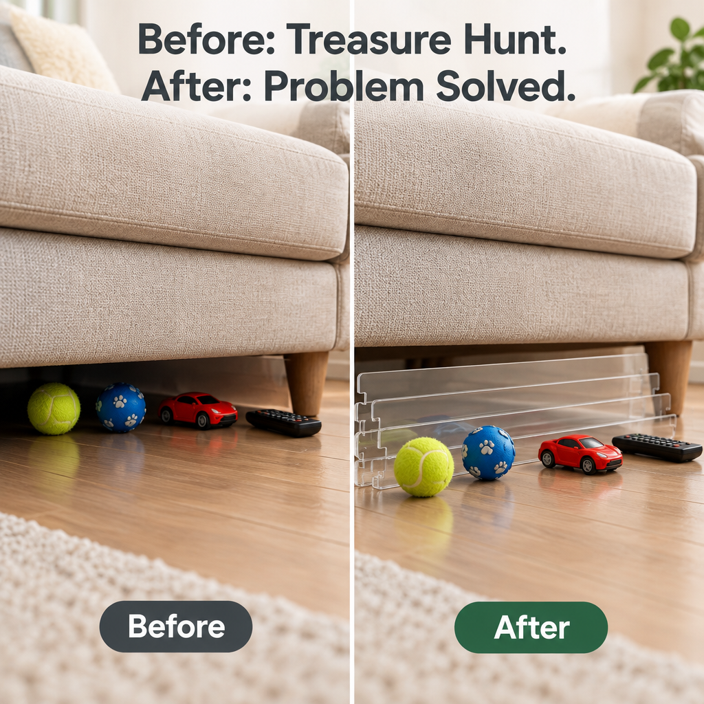 Adjustable Under-Couch Gap Blocker - lifestyle use